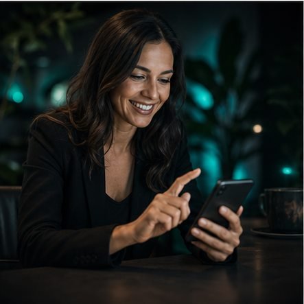 Empreendedora iniciando atendimento pelo celular