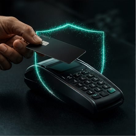 Pagamento protegido em terminal moderno