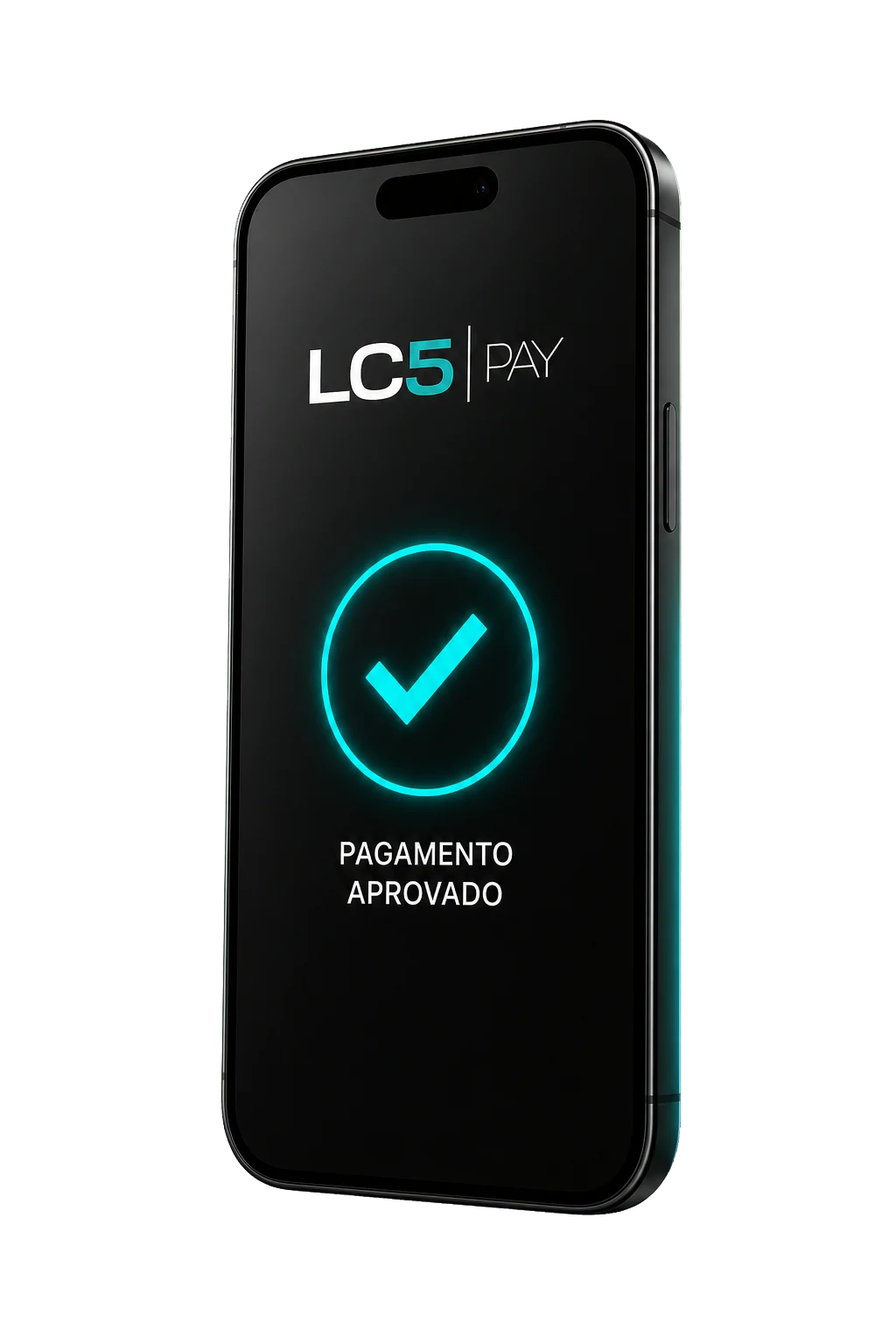 Celular LC5 PAY exibindo pagamento aprovado